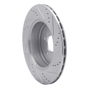 Hyundai Genesis Coupe Brake Rotor (1) - Rear Left - R1 Concepts - Drilled & Slotted - Silver - `10-`16